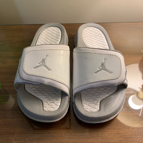 gray jordan slides